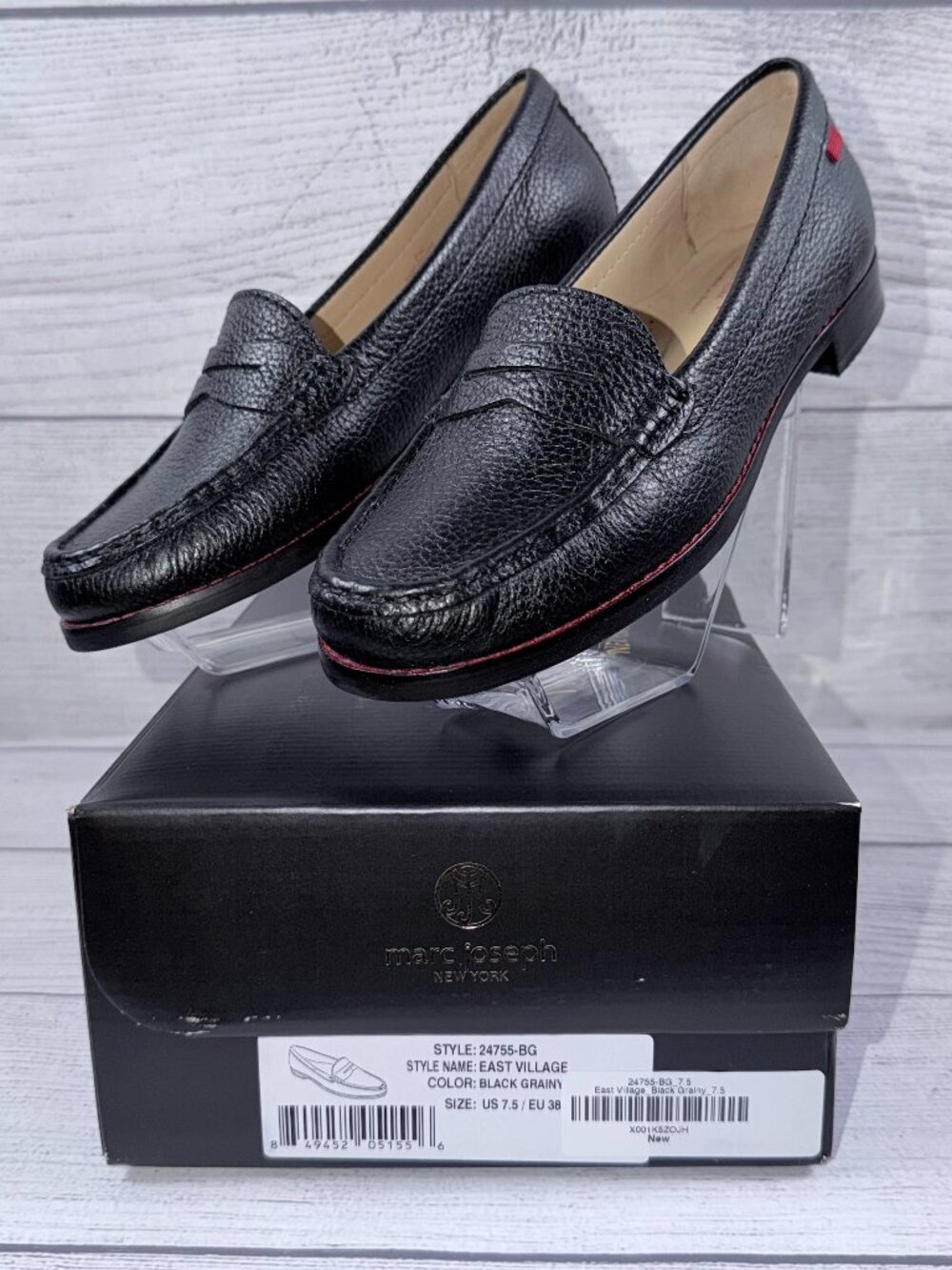 🖤 NWT Marc Joseph New York East Village Black Leather Penny Loafers Size 7.5